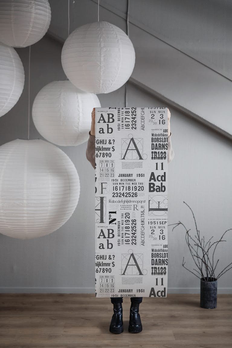 Old Print Typography Pattern papel pintado roll