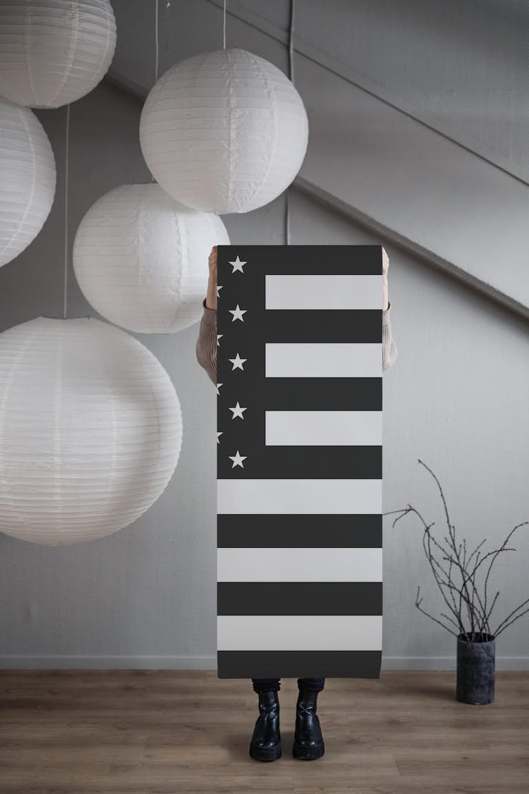 Black and white USA flag tapete roll