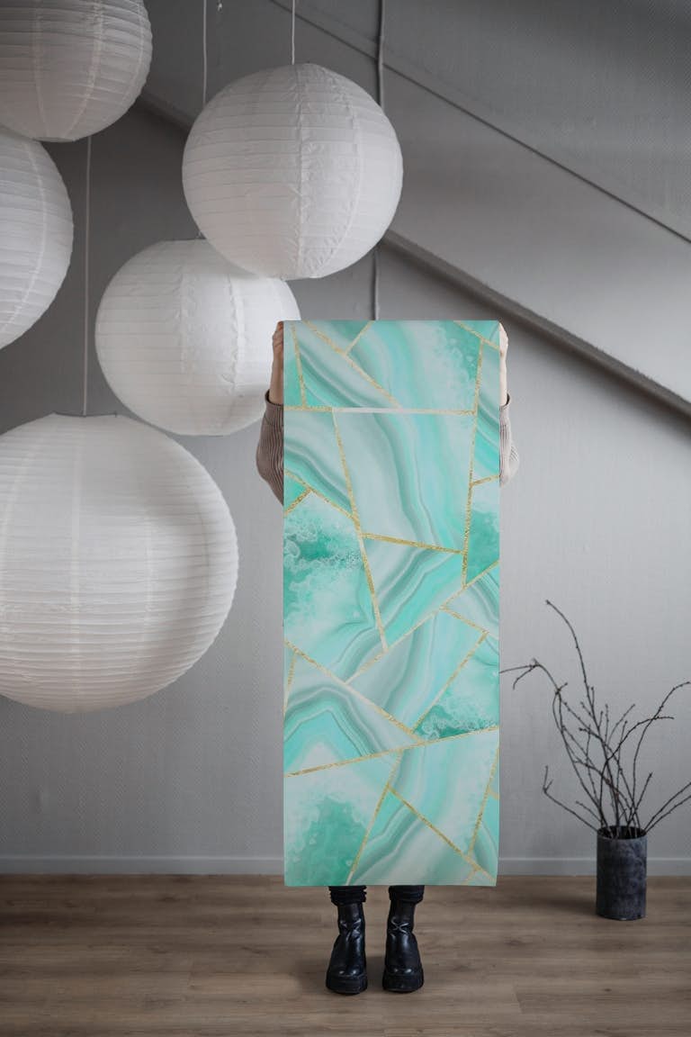 Soft Turquoise  Geometric 1 wallpaper roll