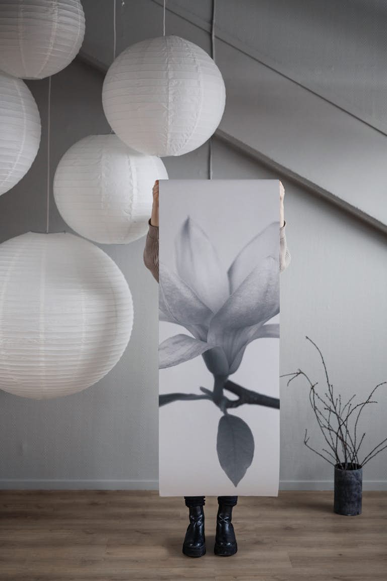 Monochrome Magnolia wallpaper roll