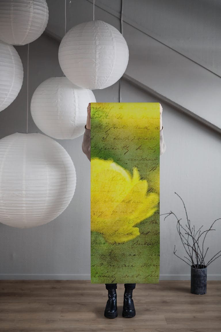 Vibrant Yellow Anemone Blossom tapetit roll