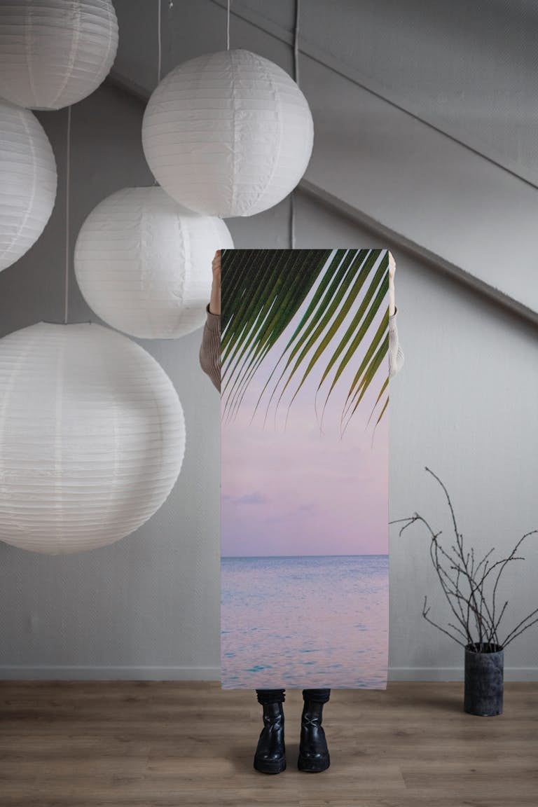 Caribbean Sunset Ocean Palm 4 papel de parede roll