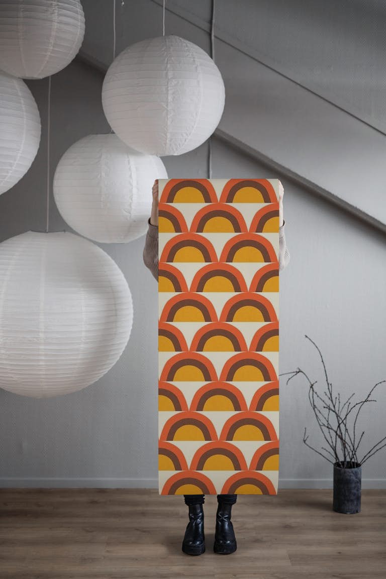 70s Rainbow Orange wallpaper roll
