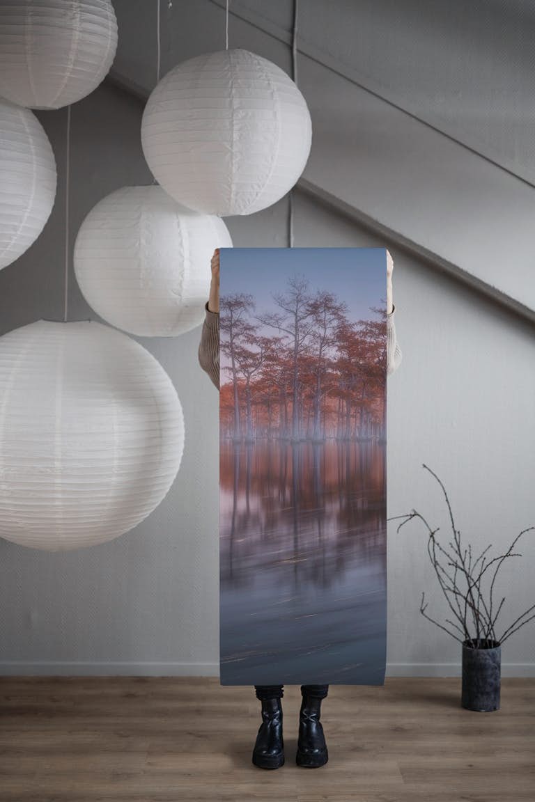 Evening cypresses wallpaper roll