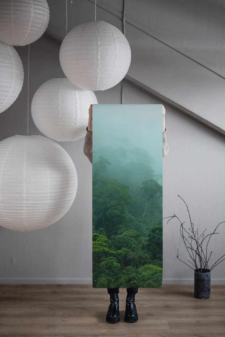 Misty Amazon rainforest wallpaper roll