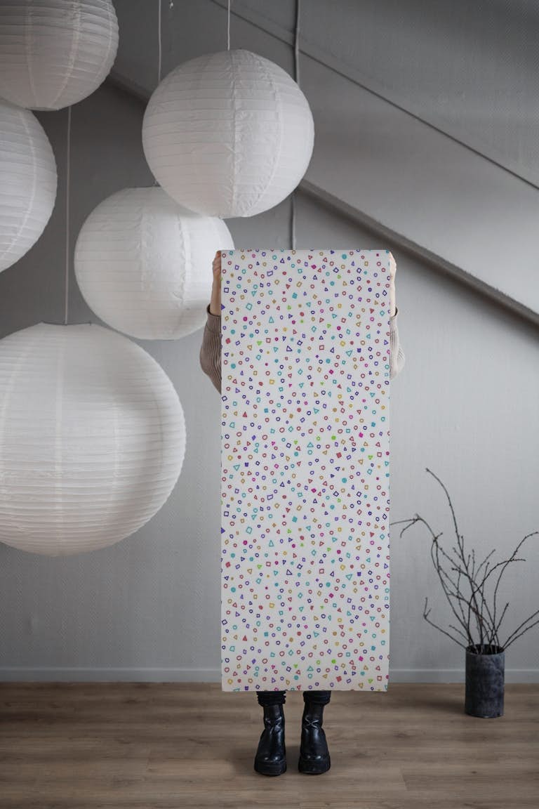 Confetti pattern on white behang roll