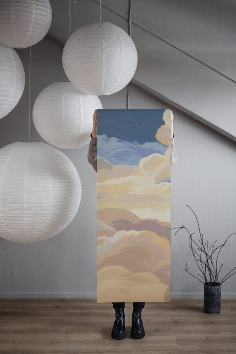 Sunset clouds art wallpaper roll