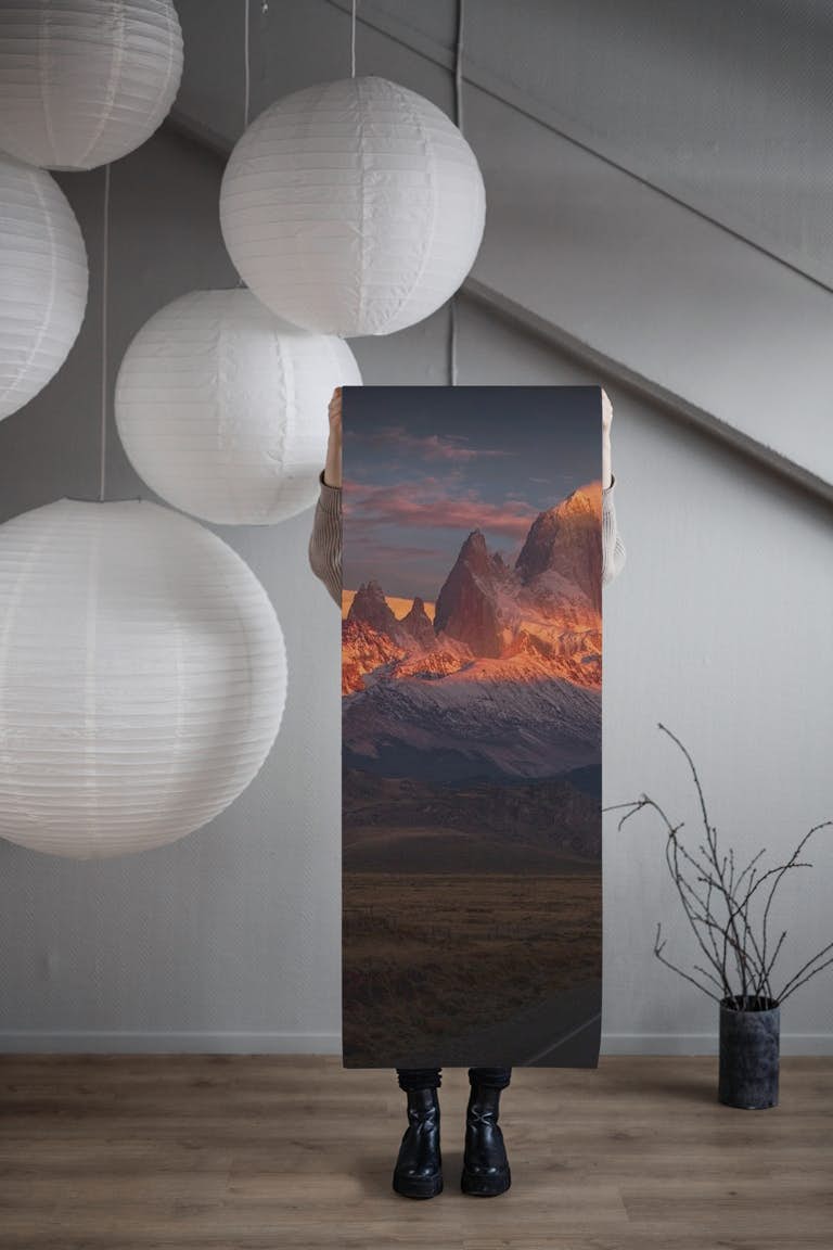 Burning peak wallpaper roll
