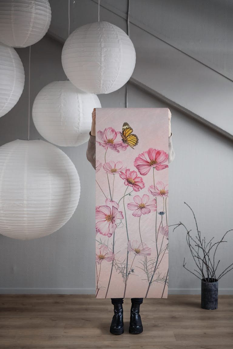 Cosmos and Butterfly behang roll