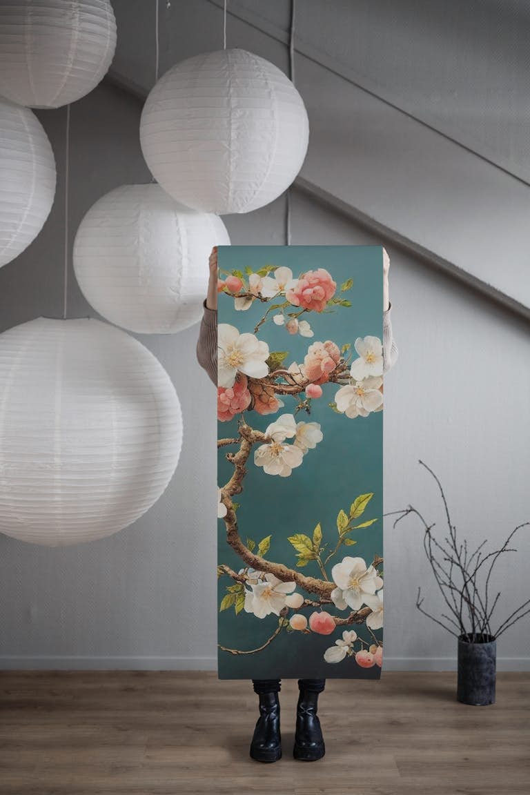 White Cherry Blossoms wallpaper roll