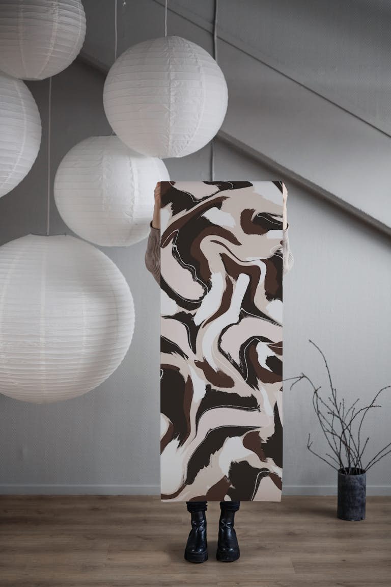 White Beige Brown Pattern wallpaper roll