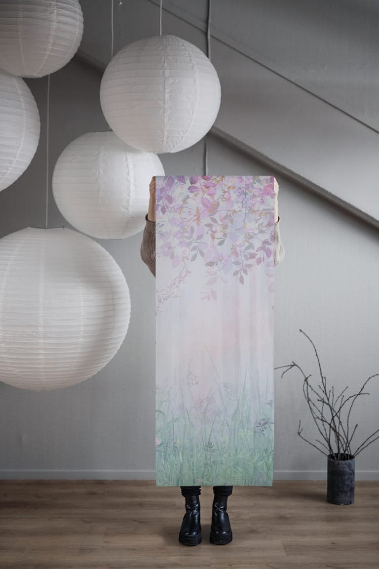 Misty rainbow forest behang roll
