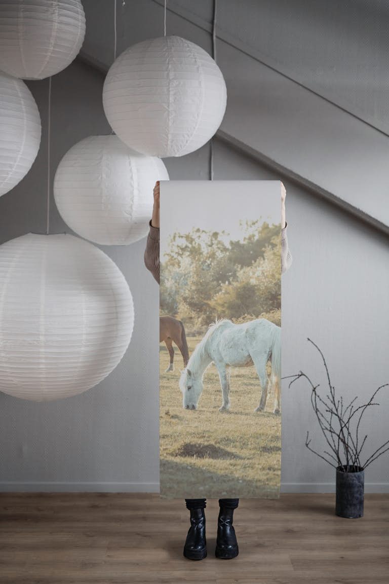 Grazing Horses wallpaper roll