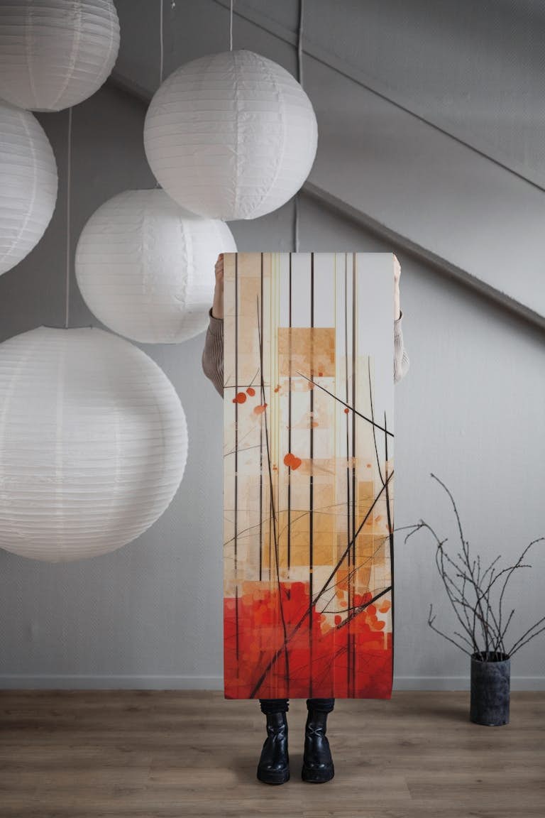 Geometric Art AUTUMN Wood wallpaper roll