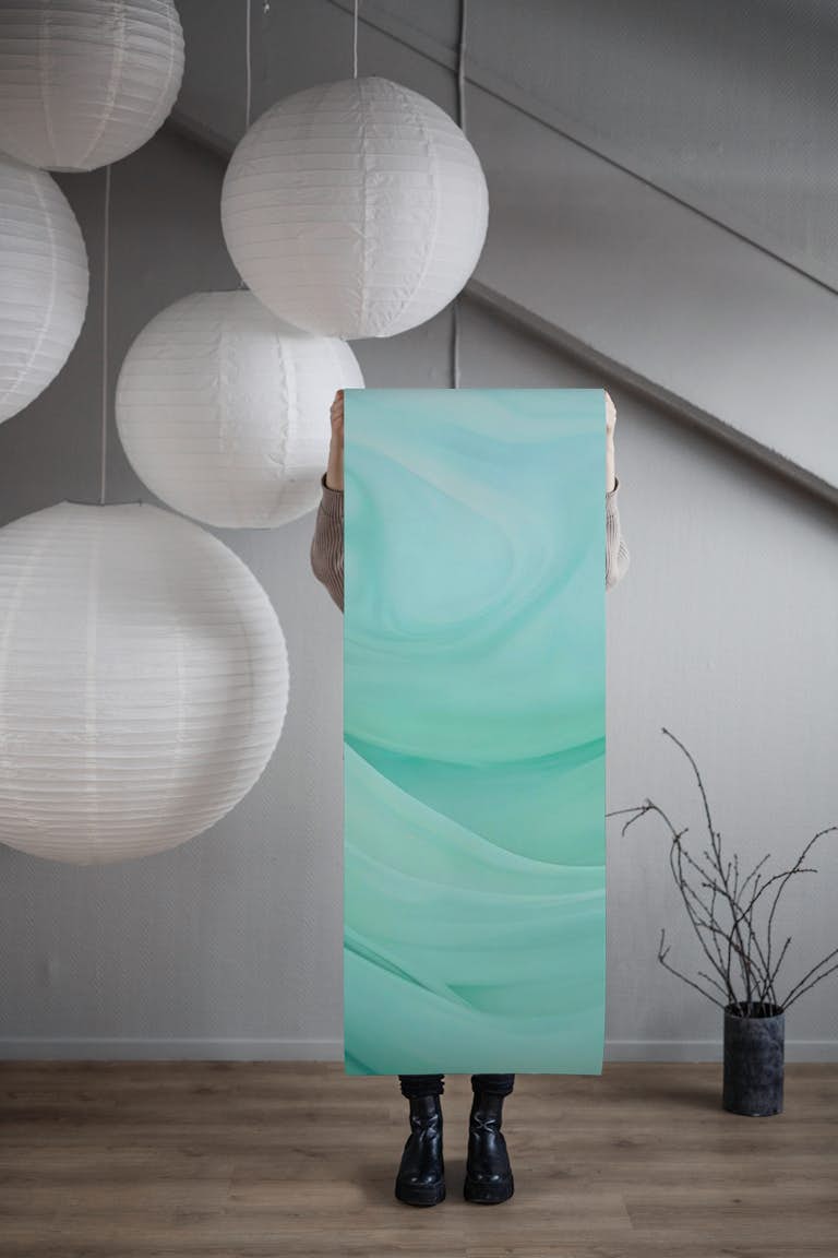 Ethereal Fluid Dreams Mint Turquoise wallpaper roll