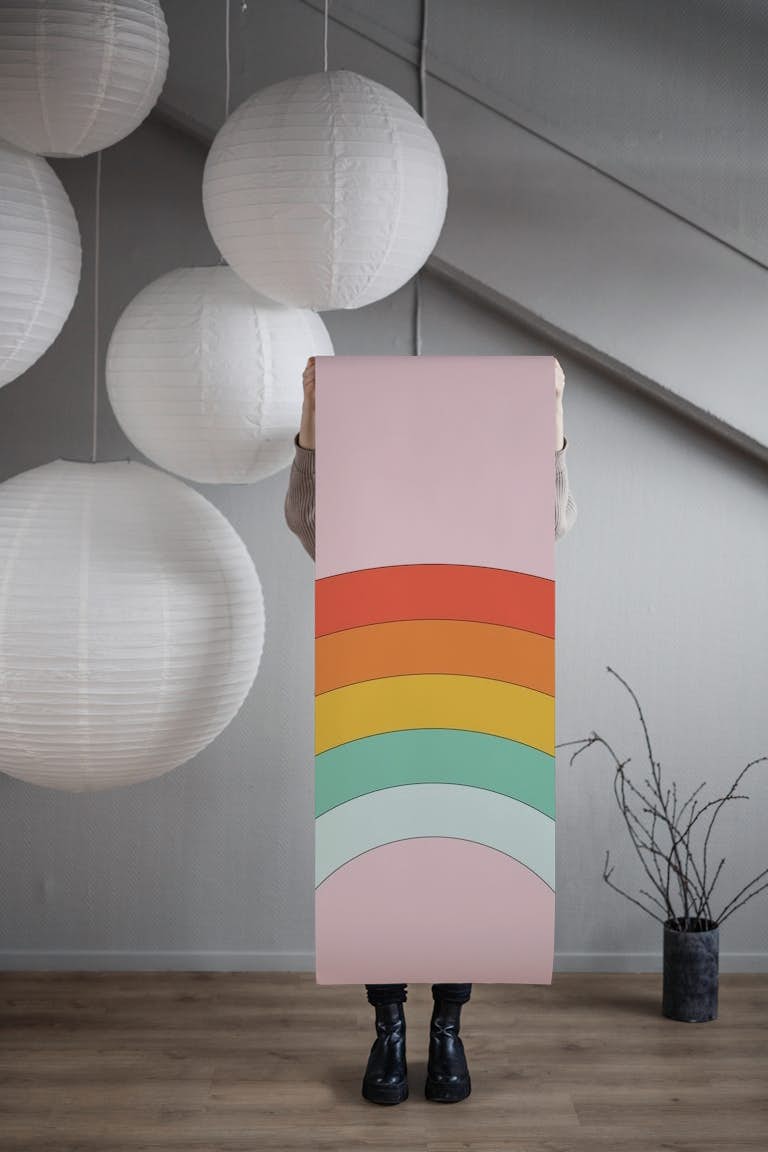 Colorful Rainbow Retro Vibes behang roll
