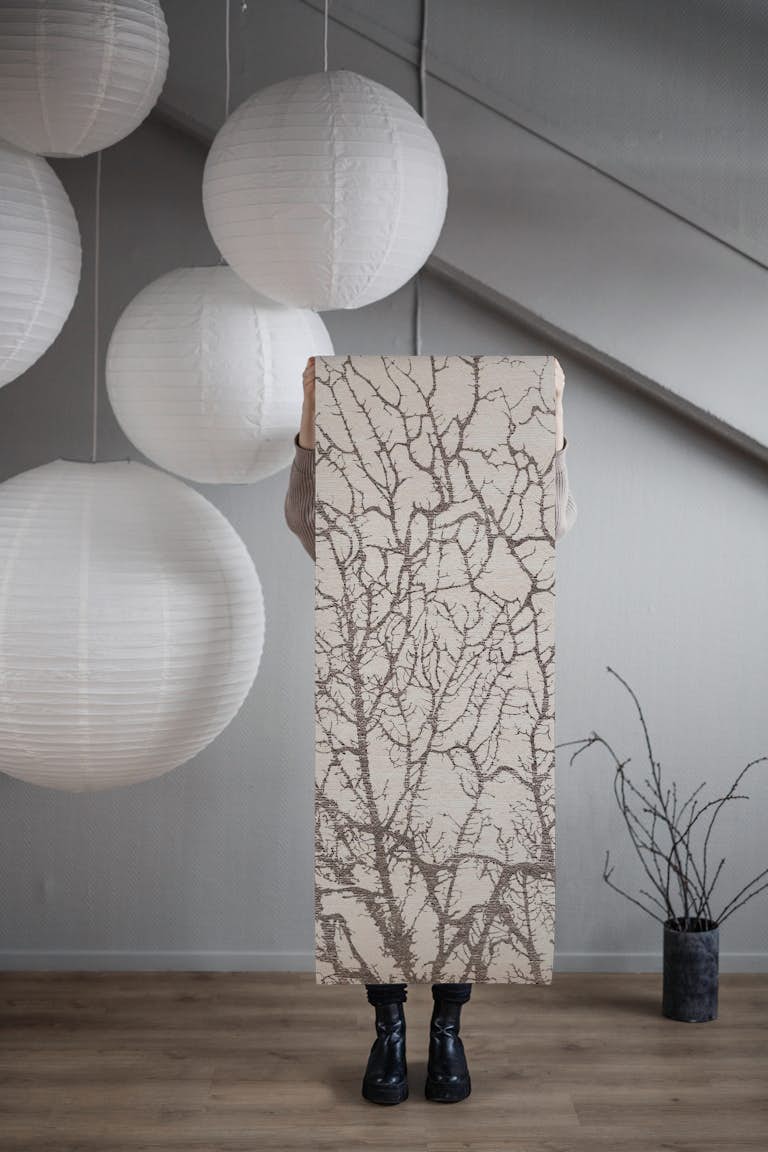 Neutral Forest Moss on Hand Woven Fabric wallpaper roll
