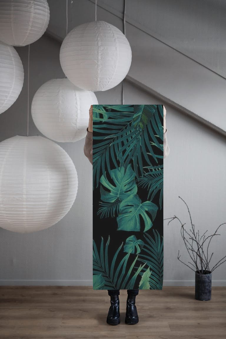 Tropical Jungle Night Leaves 1b wallpaper roll