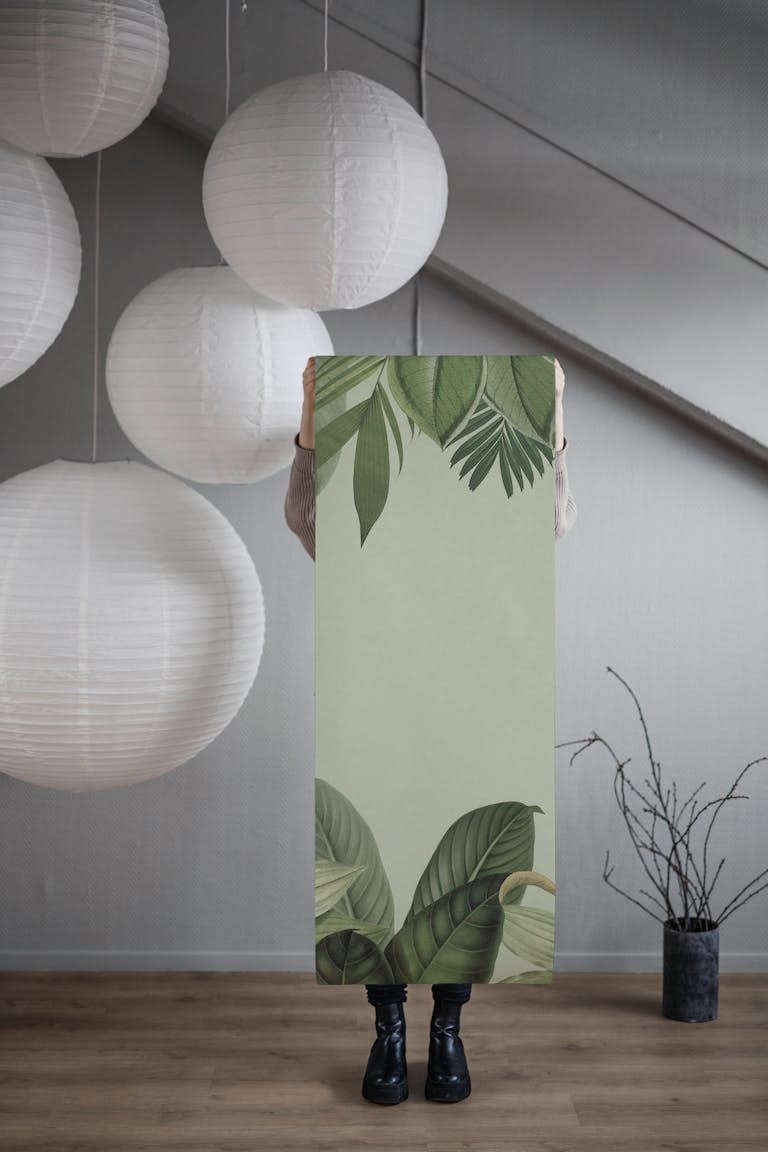 Tropical Green Oasis Leaf Frame wallpaper roll