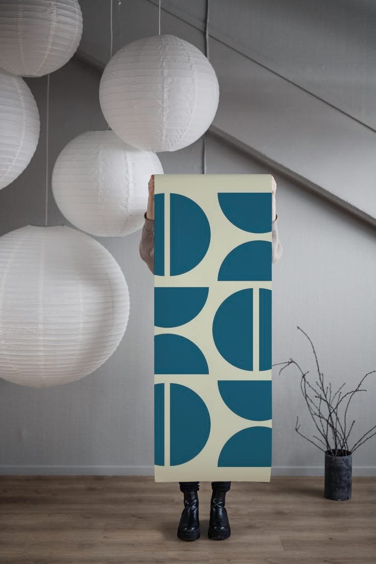 Peacock Bauhaus wallpaper roll