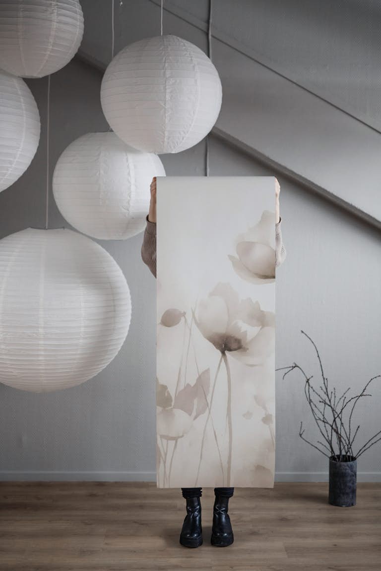 Ethereal Meadow Flowers Light Beige wallpaper roll