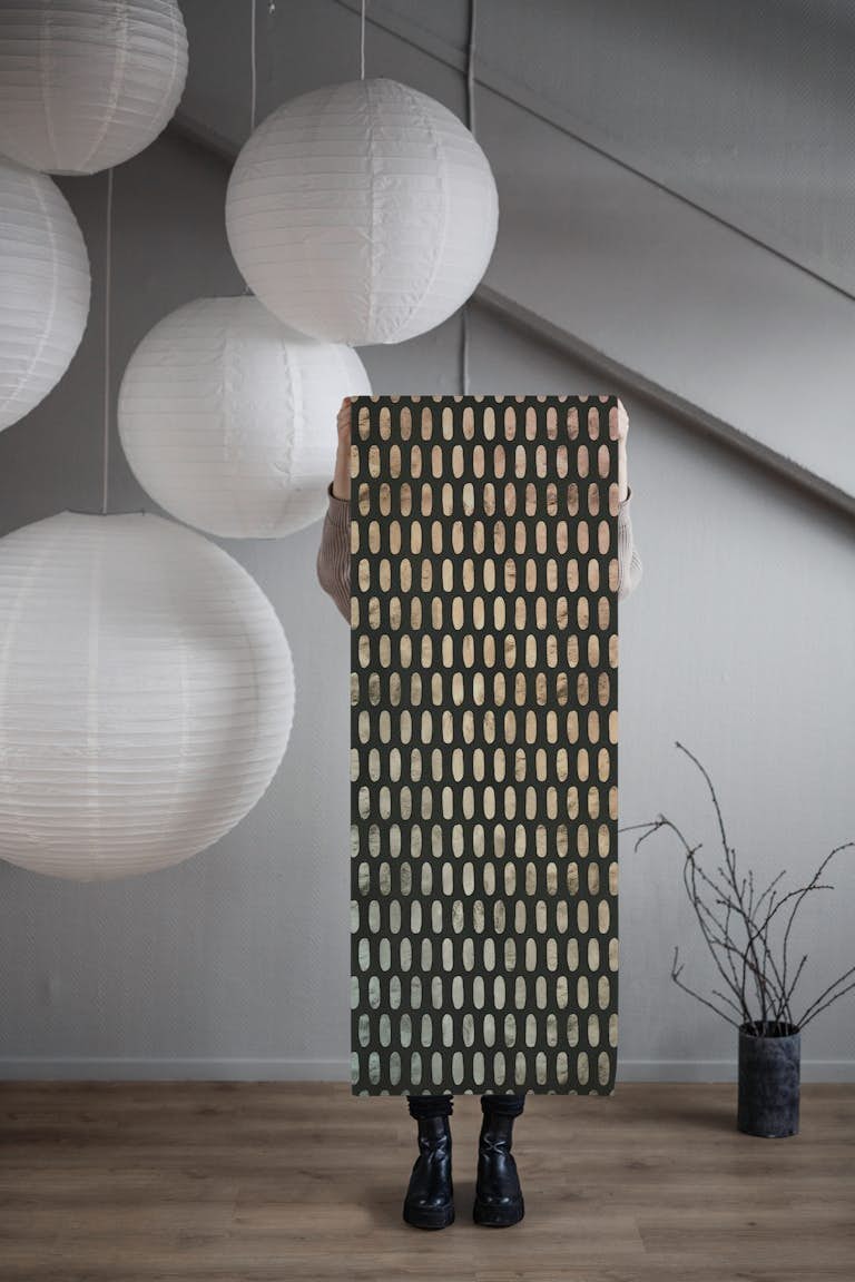 Iridescent Ovals on Black wallpaper roll