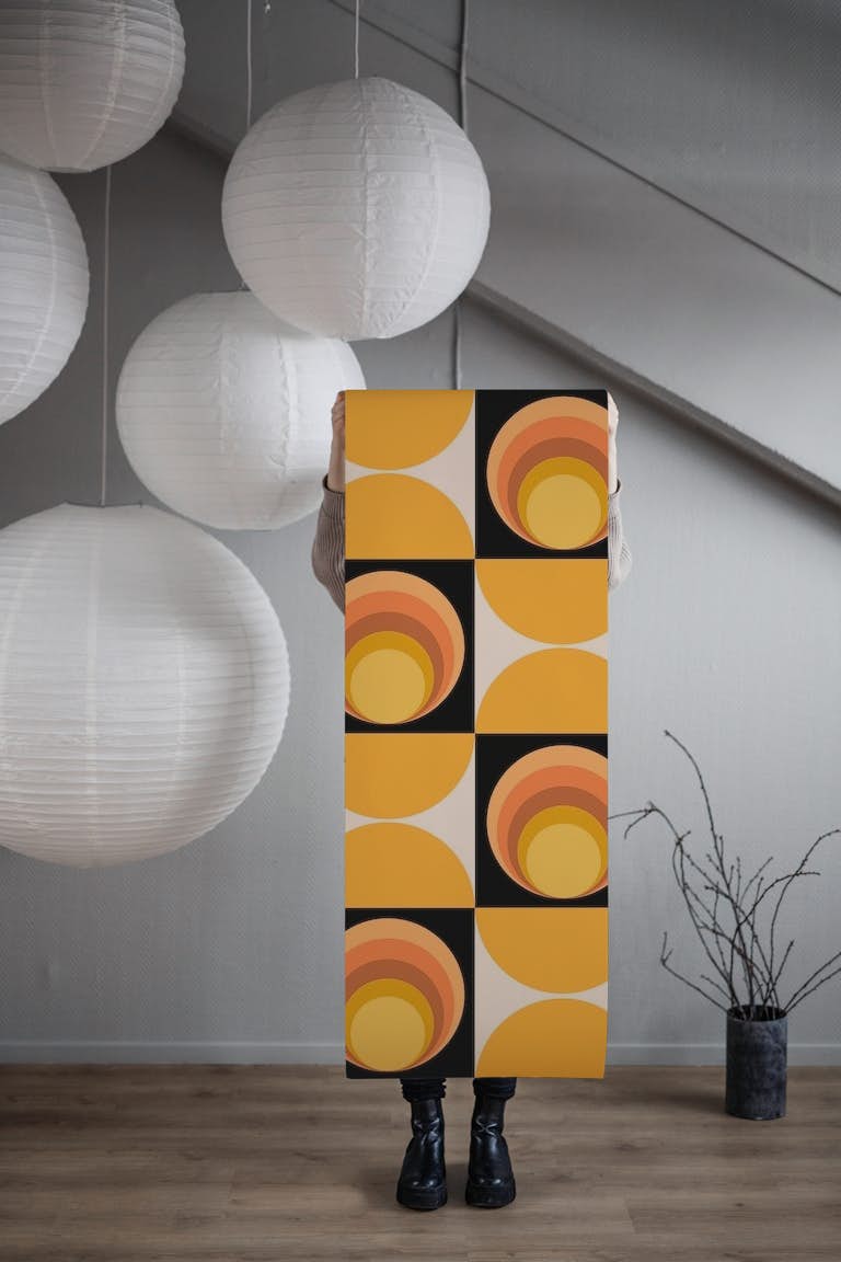 Retro Sun Pattern wallpaper roll