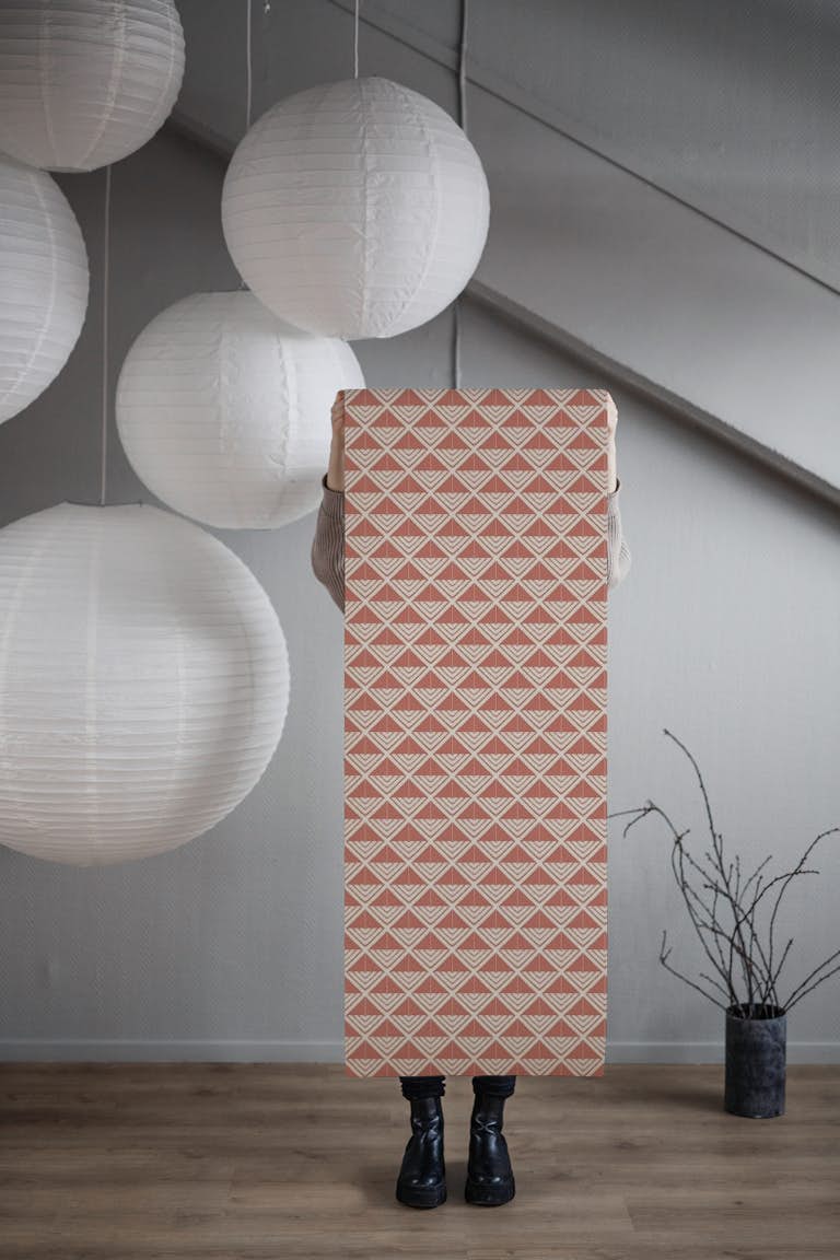 Rustic Sandstone Scallop Tiles wallpaper roll