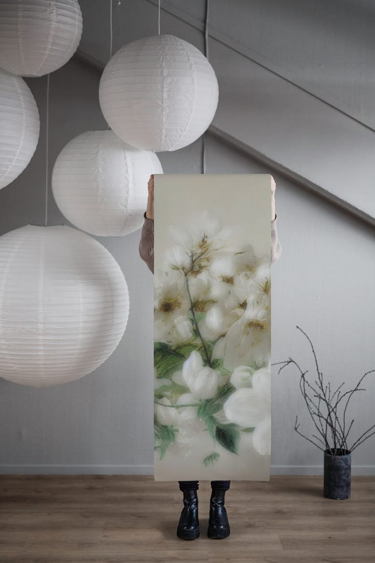White Primrose wallpaper roll