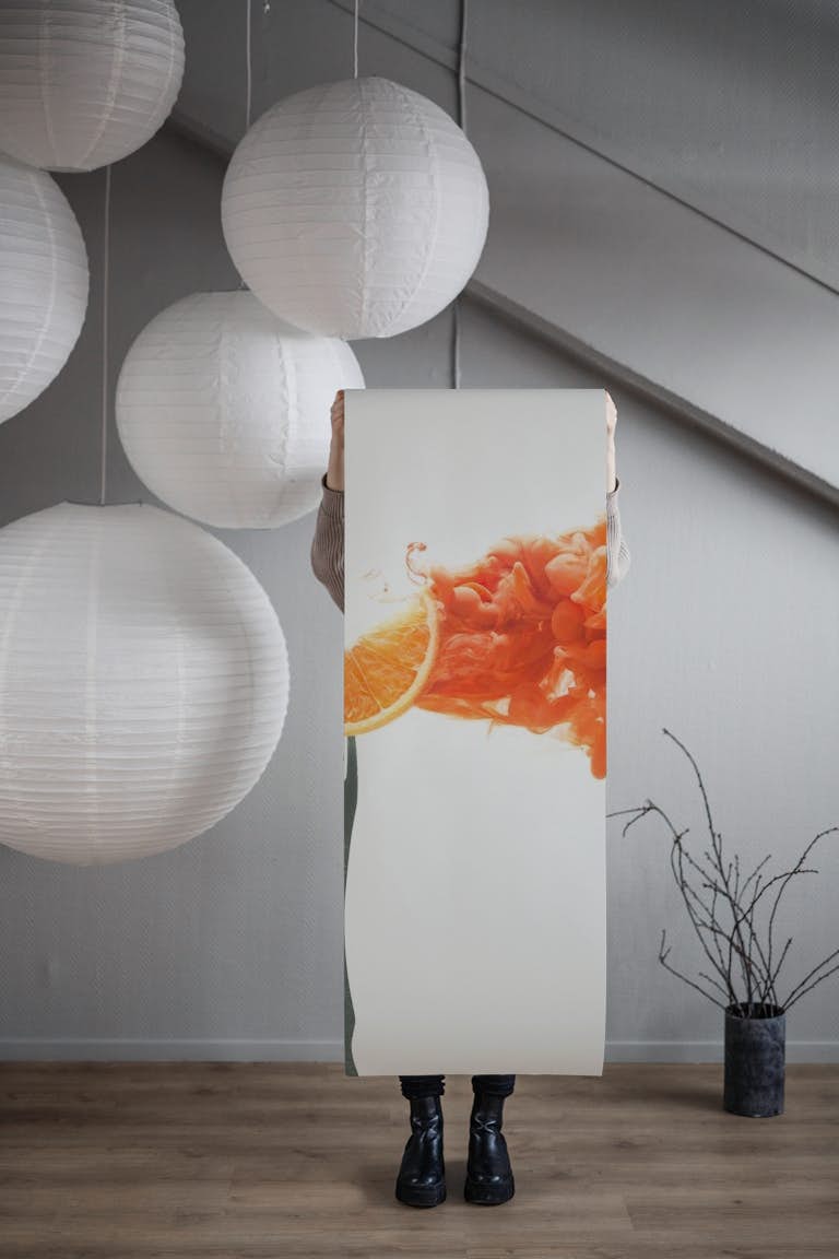 Disintegrated orange wallpaper roll