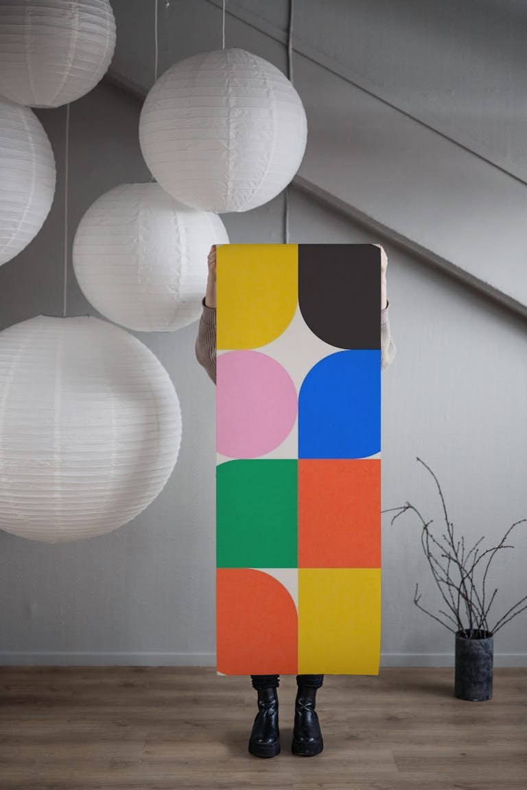 Colorful geometric pattern 01 papel de parede roll