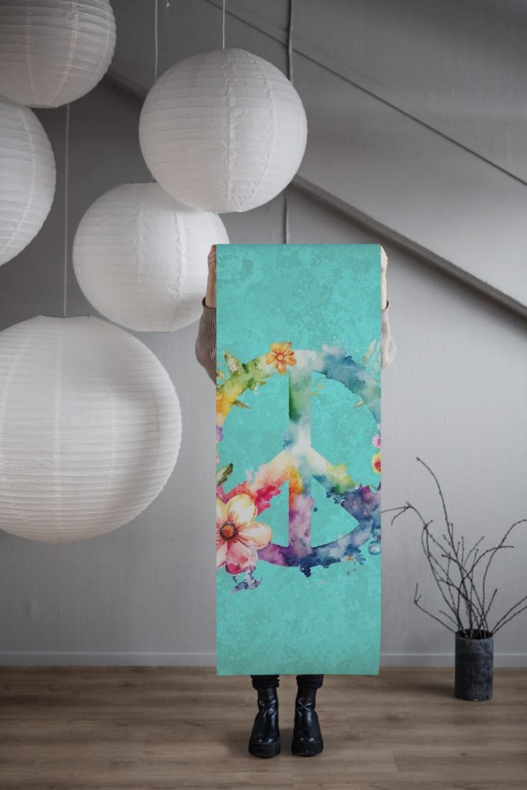 Flower Power Peace wallpaper roll