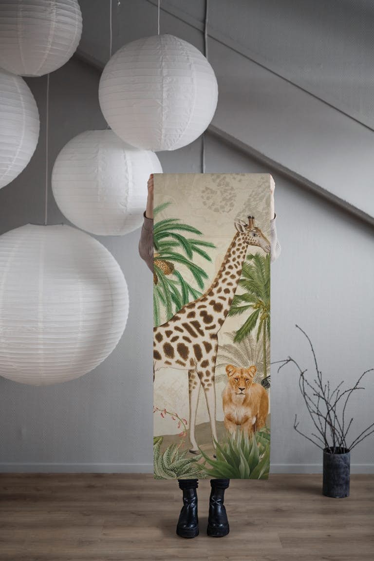 Vintage Dark Fantasy African Animals Jungle Safari wallpaper roll