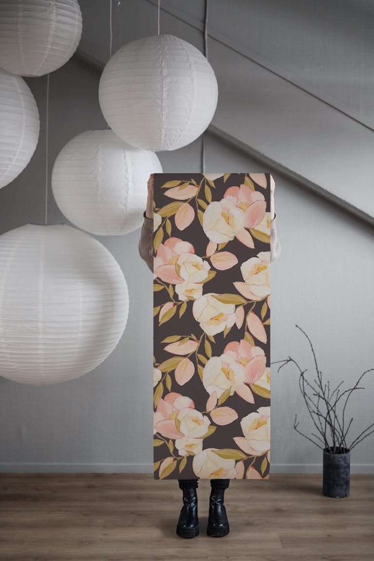 Moody floral arrange wallpaper roll