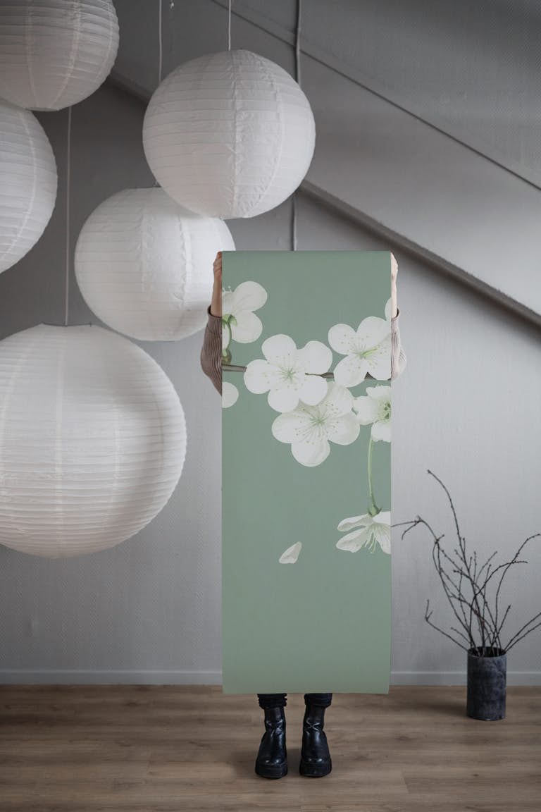 FLOWERS SPRING GREEN wallpaper roll