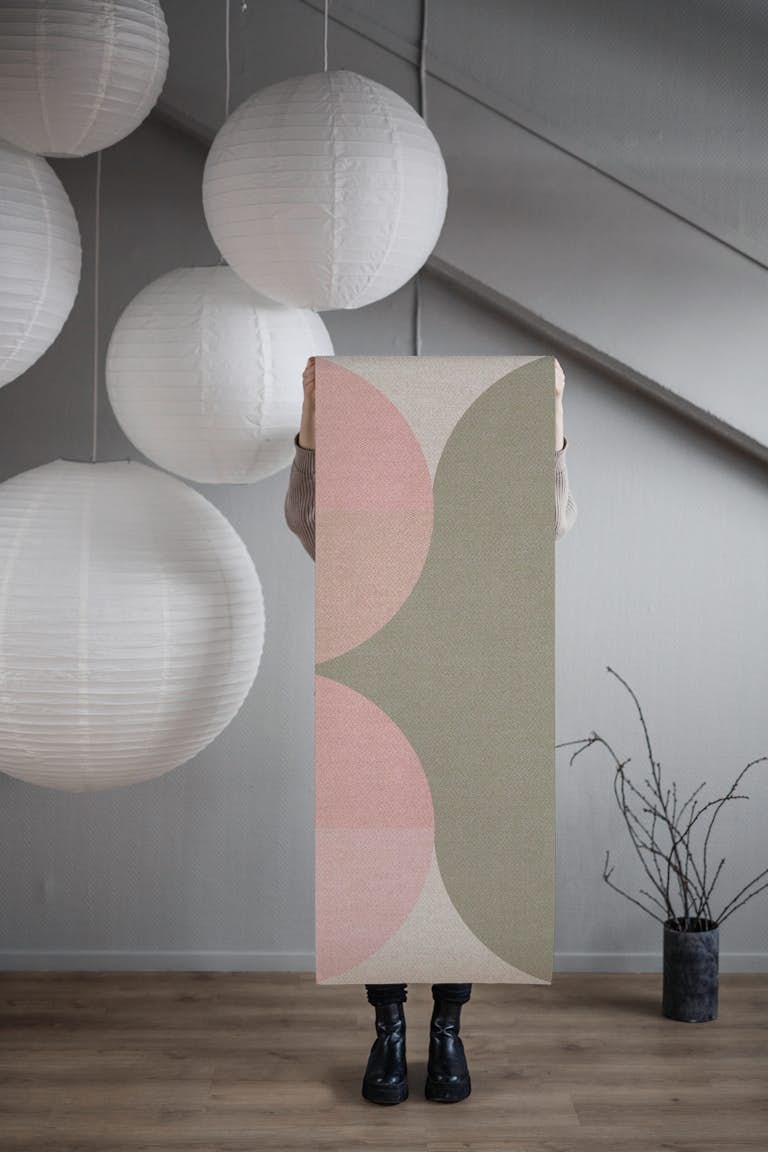 Muted Geometric Mid-Century Abstract Rounds behang roll