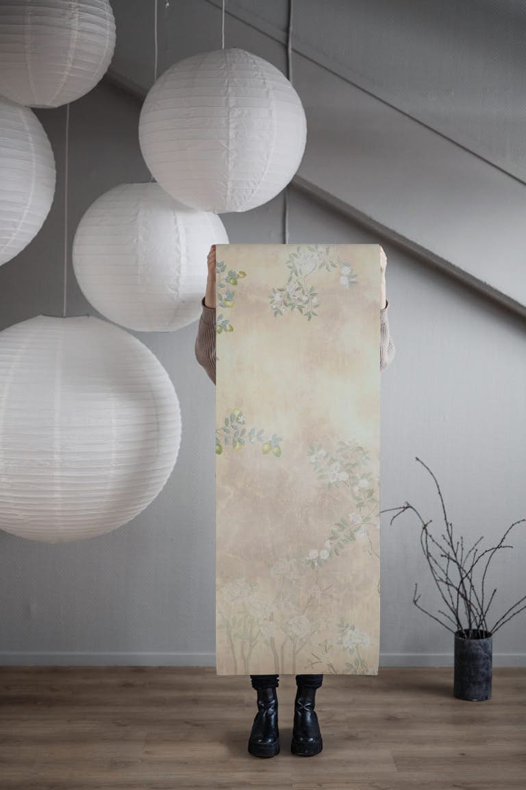 Good Afternoon Floral Tea - Buttermilk wallpaper roll