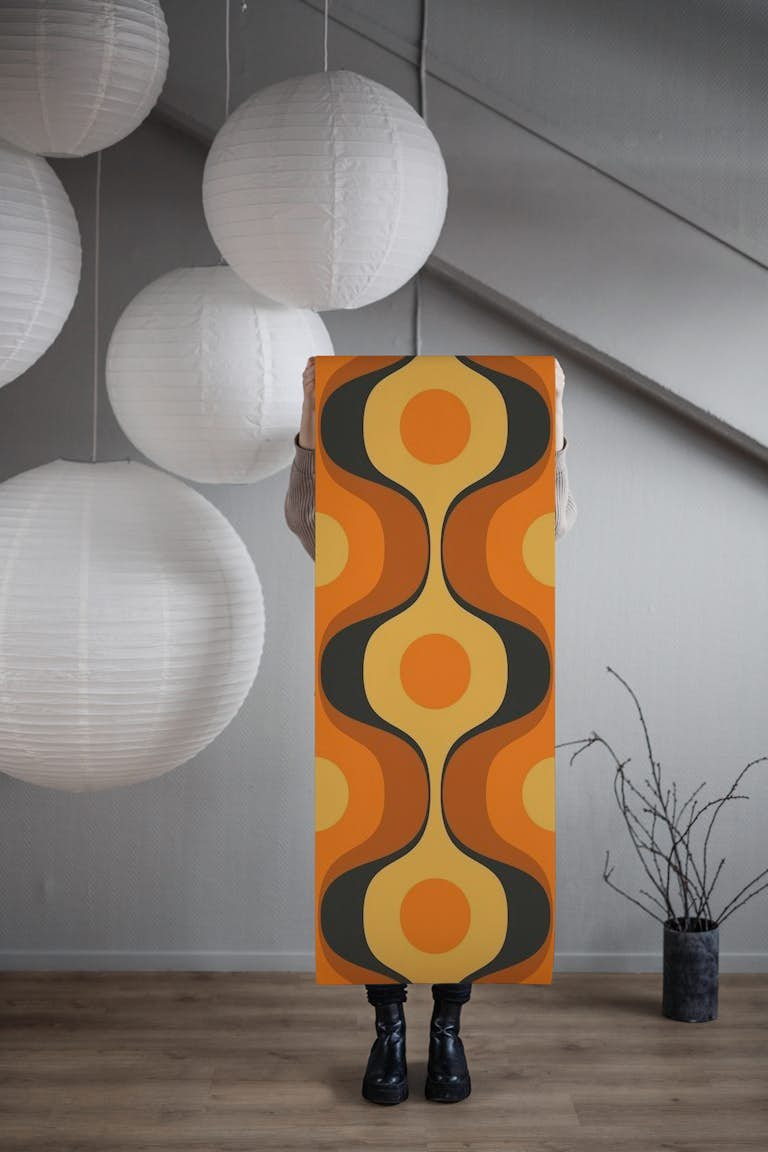 Large Retro Abstract Geo Waves behang roll