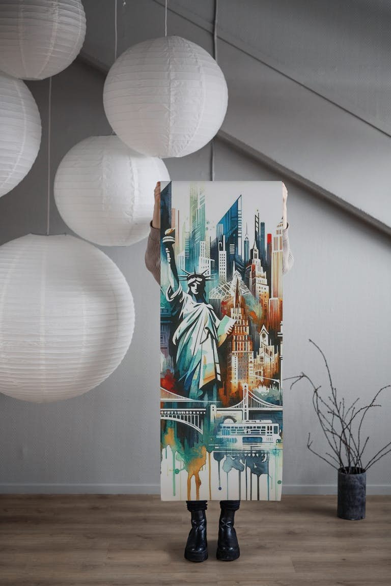 Abstract Watercolor New York tapeta roll