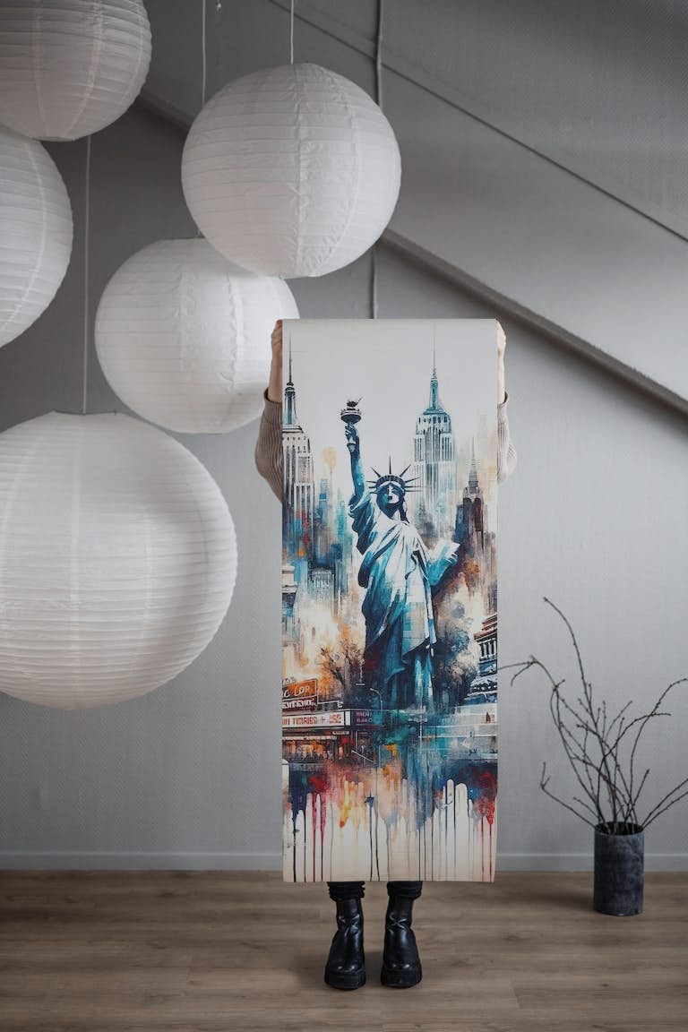 Watercolor Abstract New York City Landmarks wallpaper roll