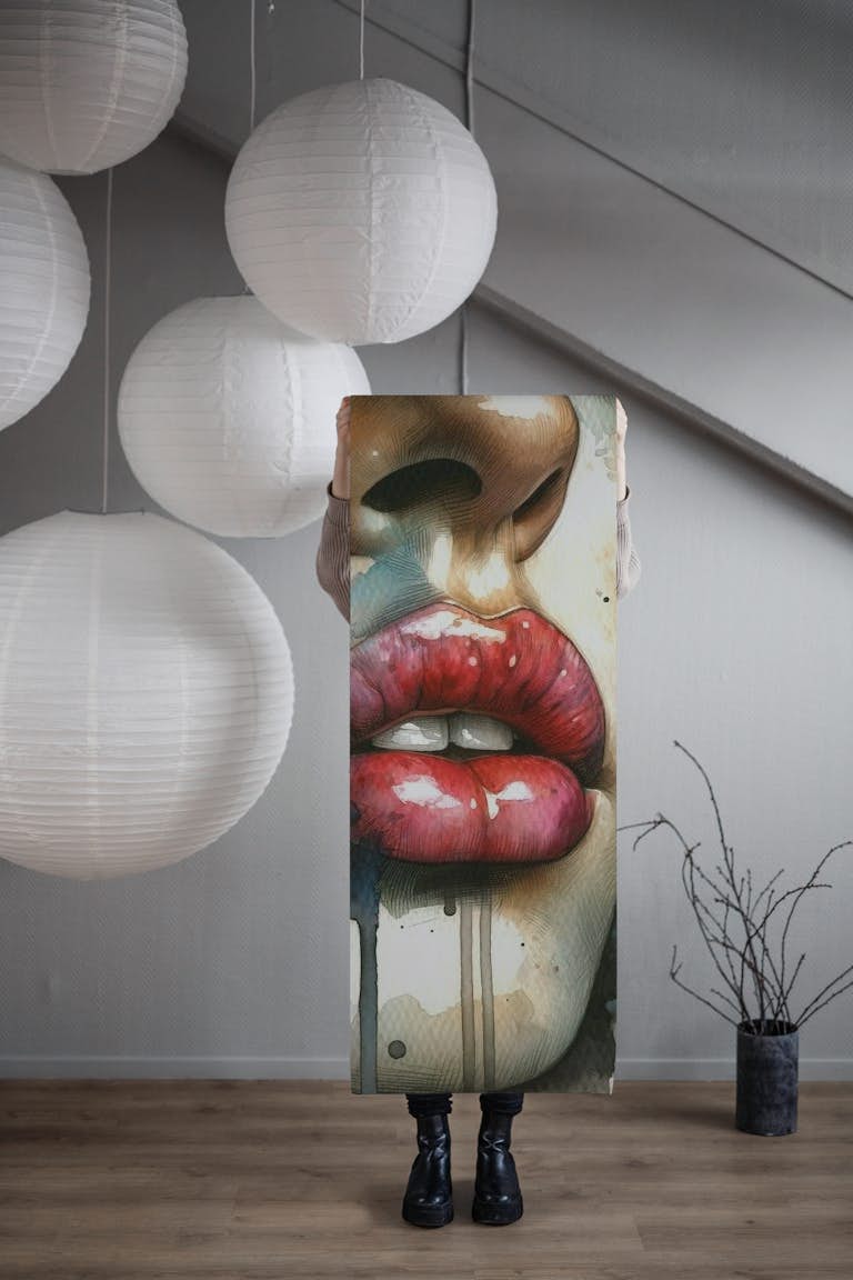 Watercolor Woman Lips #1 papel de parede roll