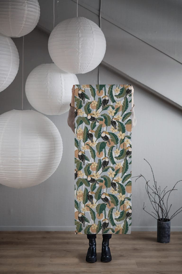Toucans banana leaf-01 wallpaper roll