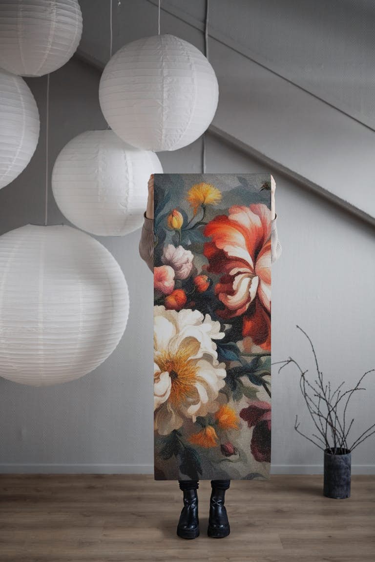 Moody Baroque Flowers wallpaper roll