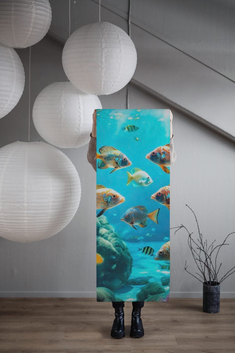 Colorful fish world behang roll