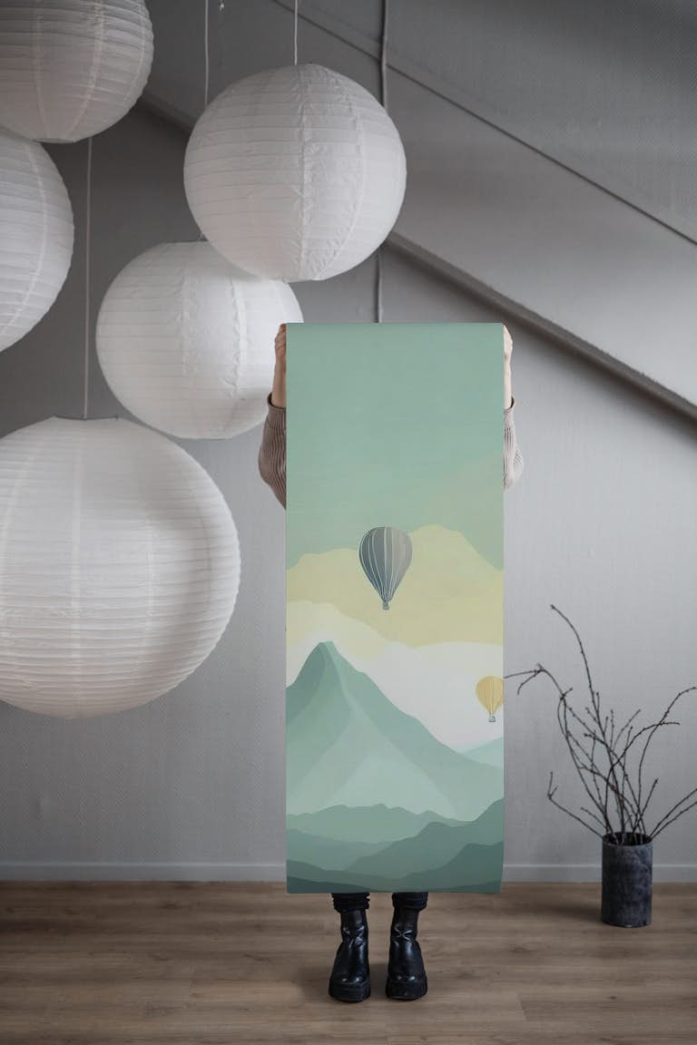 Hot air balloon travel wallpaper roll