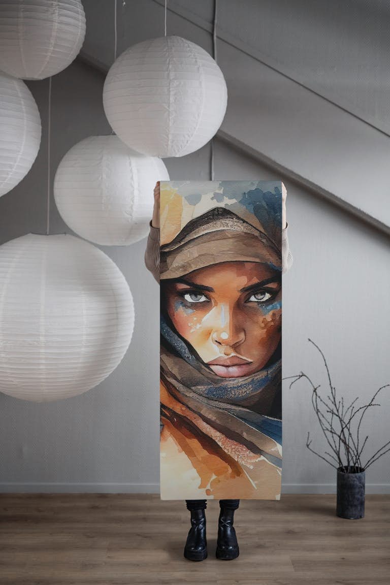 Watercolor Tuareg Woman #1 wallpaper roll