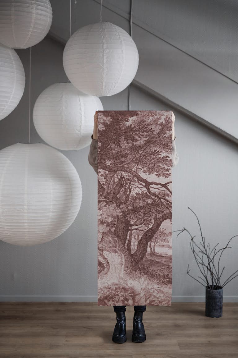 Etching Landscape tree wallpaper roll
