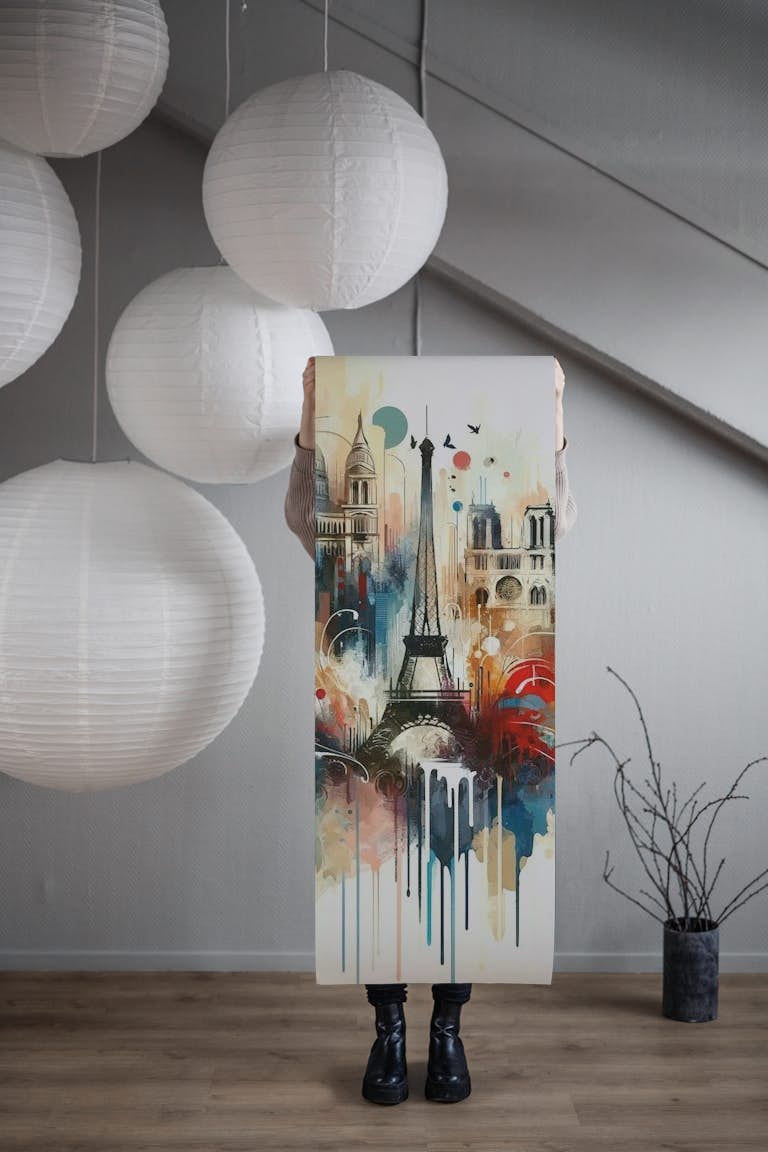 Watercolor Skyline Paris #4 tapete roll