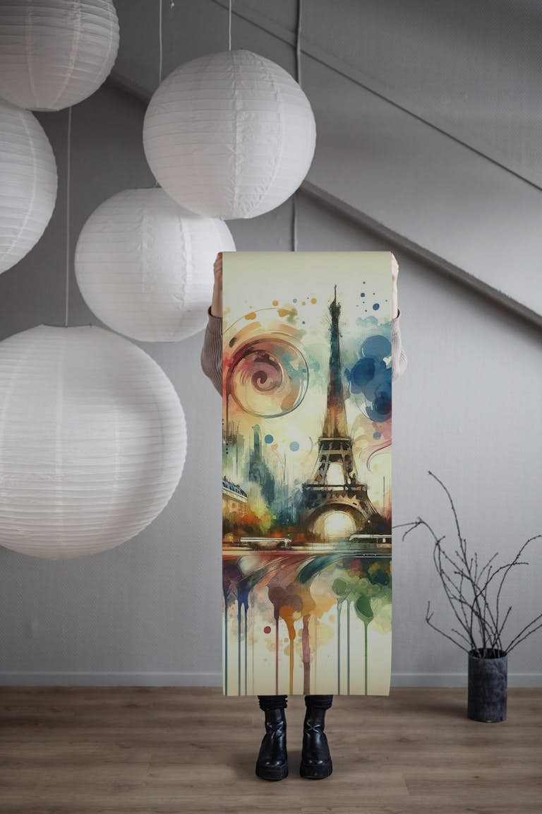 Watercolor Skyline Paris #1 papel de parede roll