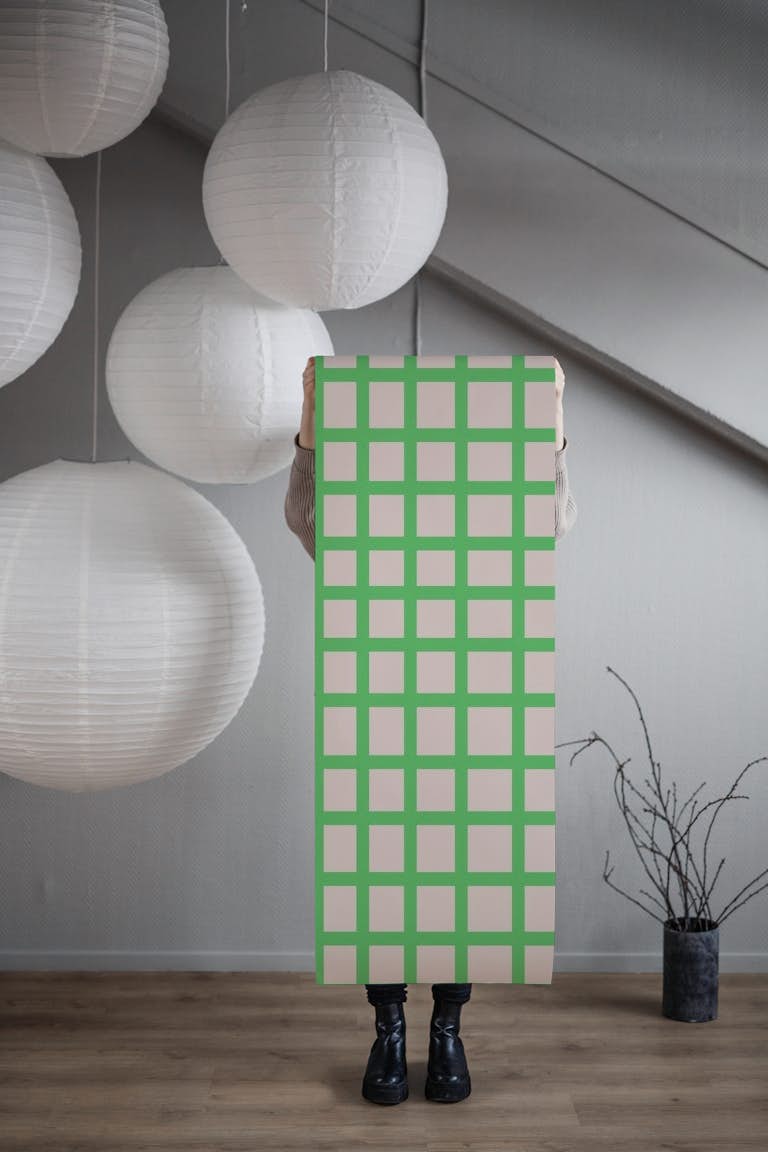 Kariert grün soft wallpaper roll